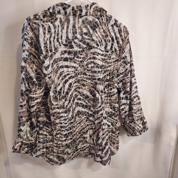 JM COLLECTION Semi Sheer 3/4 Sleeve Sequin Button Top sz 16 - Picture 5 of 10